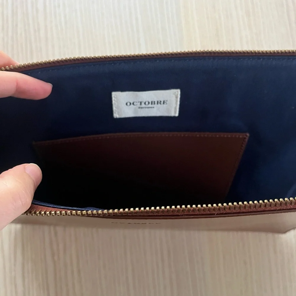 Octobre James Brown Leather Laptop Bag